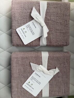 Pottery Barn Blush Waffle Weave Pillow Shams (Set of 2)